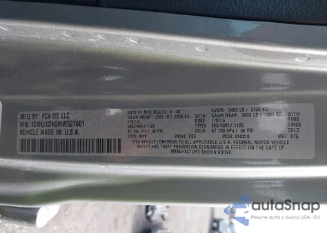 2021 Jeep Wrangler из США, поврежденный, VIN 1C4HJJXDN5MW52760